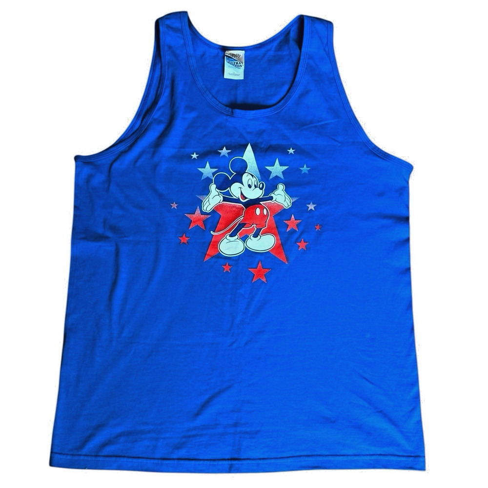 VTG 90s Disney Company D Mickey Mouse Patriotic Tank Top Men’s Large Blue Stars
